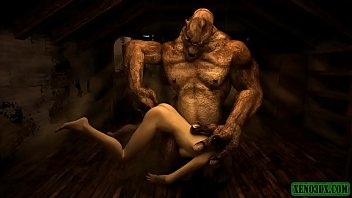 Ужасный порно хентай с жутким демоном 3D Hentai horror